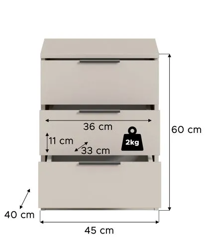 Nachttisch Kopenhagen | mit Schubkästen | Kaschmir