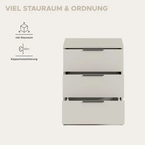 Nachttisch Kopenhagen | mit Schubkästen | Kaschmir