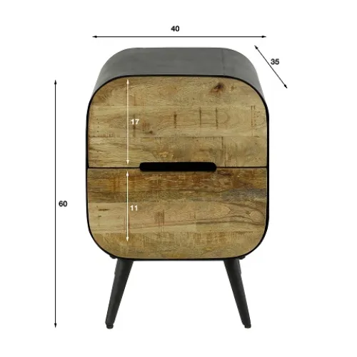 Nachttisch Kyo | mit Schubkästen | Mango massiv | weiß Antik