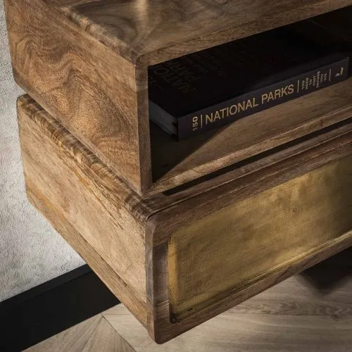 Nachttisch Laita 2 | mit Schubkasten | Mangoholz | sandfarbe