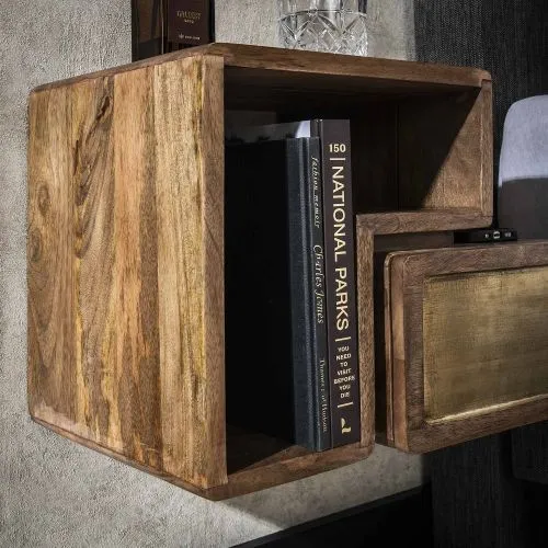 Nachttisch Laita 3 | 2er set | mit Schubkasten | Mangoholz | sandfarbe