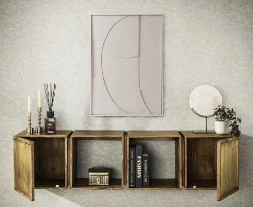 Nachttisch Laita 4 | mit Schubkästen | Mangoholz | sandfarbe