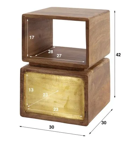 Nachttisch Laita | mit Schubkasten | Mangoholz | sandfarbe