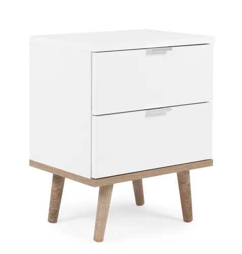 Nachttisch Nachtkonsole Oslo | Skandinavisch | weiß / Sonoma Eiche