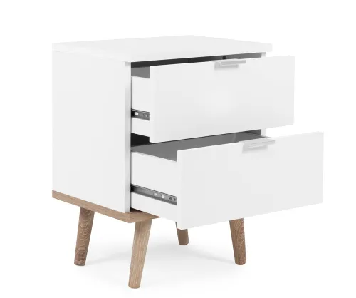 Nachttisch Nachtkonsole Oslo | Skandinavisch | weiß / Sonoma Eiche