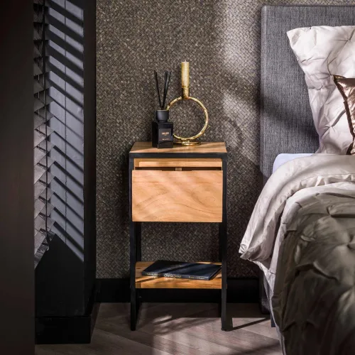 Nachttisch Naoki | mit Schubkasten | Akazie massiv | natur