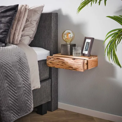 Nachttisch Nivia 2er Set | mit Schubkasten | Akazie massiv | 40x20 cm