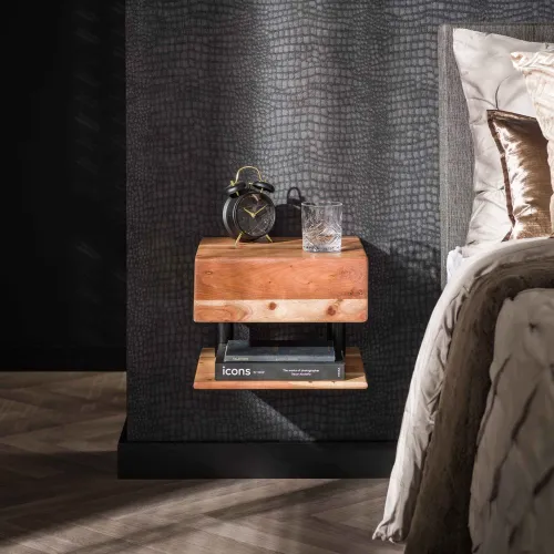 Nachttisch Oni | mit Schubkasten | Akazie massiv | natur