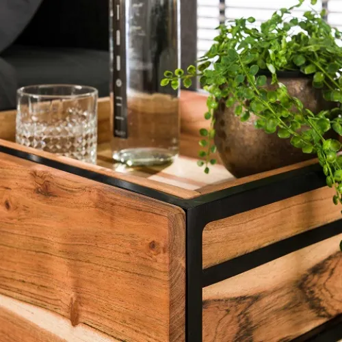 Nachttisch Pan | mit Schubkasten | Akazie massiv | naturell