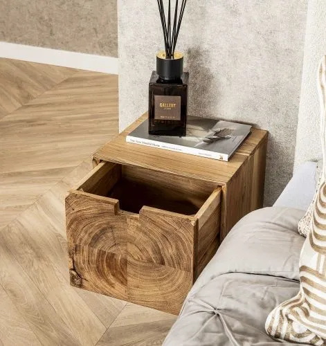 Nachttisch Pandora | mit Schubkasten | Akazienholz | natur