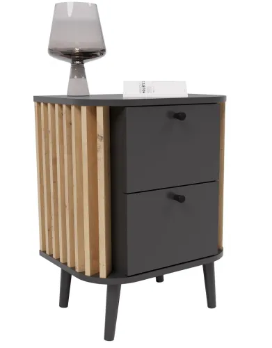 Nachttisch Pure | mit Schubkästen | grau / Artisan Eiche