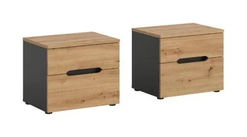 Nachttisch Set Canu | 2 teilig | artisan / Basalt grau