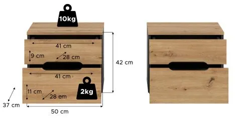 Nachttisch Set Canu | 2 teilig | artisan / Basalt grau