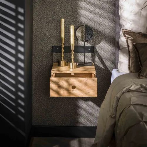 Nachttisch Set Milton | 2-teilig | mit Schubkasten | Akazie massiv | naturel