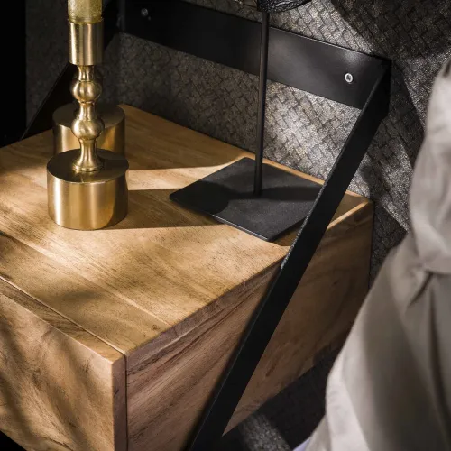 Nachttisch Set Milton | 2-teilig | mit Schubkasten | Akazie massiv | naturel