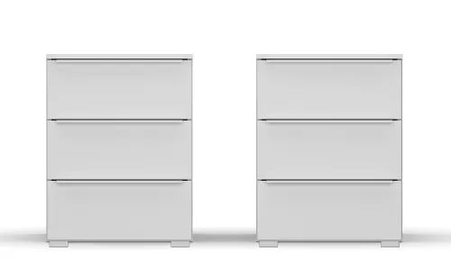 Nachttisch Set Monostar | 2-teilig | mit Schubkästen | Alpinweiß | 47 cm x 62 cm x 43 cm