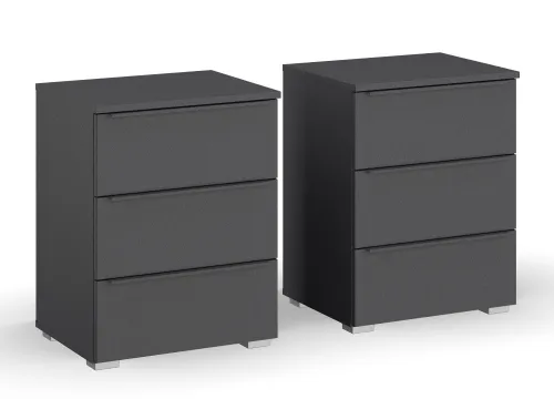 Nachttisch Set Monostar | 2-teilig | mit Schubkästen | grau metallic | 47 cm x 62 cm x 43 cm