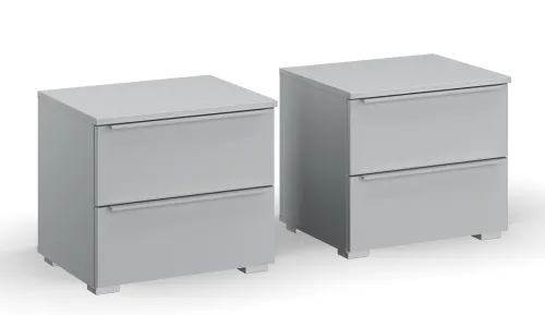 Nachttisch Set Monostar | 2-teilig | mit Schubkästen | seidengrau | 47 cm x 43 cm x 42 cm