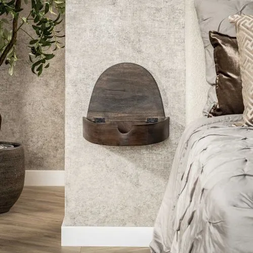 Nachttisch set Naga | 2-teilig | mit Klappe | Akazie massiv | glaze braun