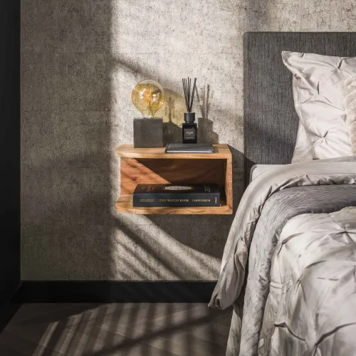 Nachttisch Set Nisso | mit Ablage | Akazie massiv | natur