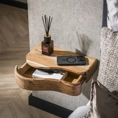 Nachttisch Set Talga | 2-teilig | mit Schubkasten | Akazienholz | Natur