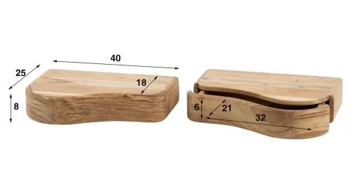 Nachttisch Set Talga | 2-teilig | mit Schubkasten | Akazienholz | Natur