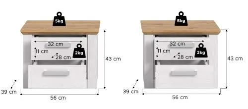 Nachttisch set Verona | 2-teilig | mit Schubkästen | Artisan / Sibiu Lärche