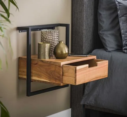 Nachttisch Solag | mit Schubkasten | Akazie massiv | natur