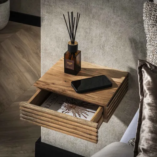 Nachttisch Waffel | mit Schublade | Akazie Massiv | Naturfarben | verschiedene Größen