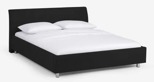 Polsterbett Aster | mit Kopfteil | tiefschwarz | 90x190