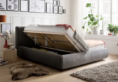 Polsterbett Atesio inkl. Bettkasten | anthrazit | 180 x 200 cm