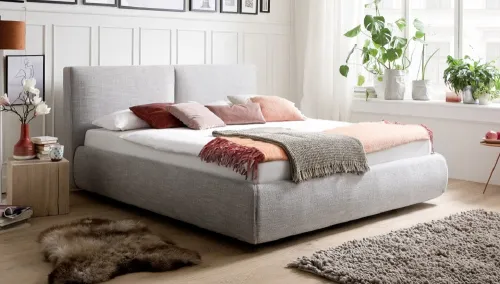 Polsterbett Atesio inkl. Bettkasten | hellgrau | 180 x 200 cm