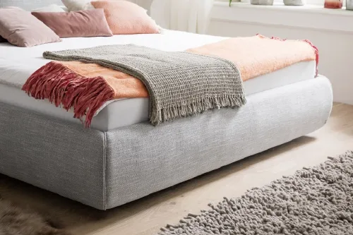 Polsterbett Atesio inkl. Bettkasten | hellgrau | 180 x 200 cm