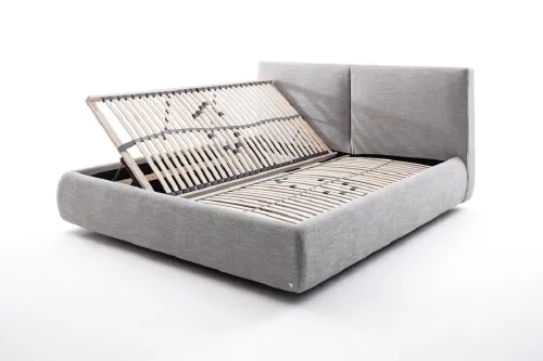Polsterbett Atesio inkl. Bettkasten | hellgrau | 180 x 200 cm