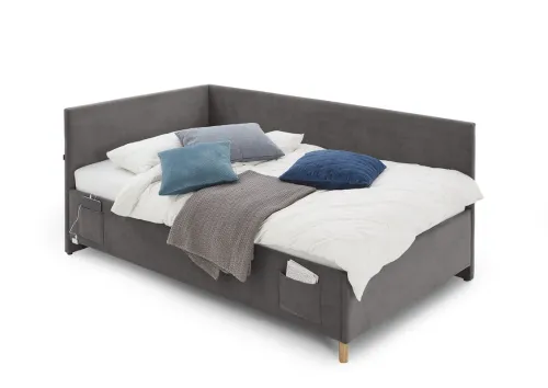 Polsterbett Cool inkl. Bettkasten | anthrazit | 120 x 200 cm | mit Rückenteil & mit Matratze