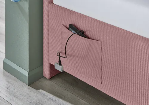 Polsterbett Cool inkl. Bettkasten | rose | 120 x 200 cm | ohne Rückenteil | mit Matratze