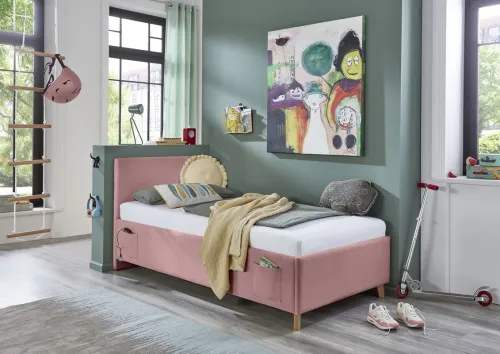 Polsterbett Cool inkl. Bettkasten | rose | 140 x 200 cm | ohne Rückenteil | ohne Matratze