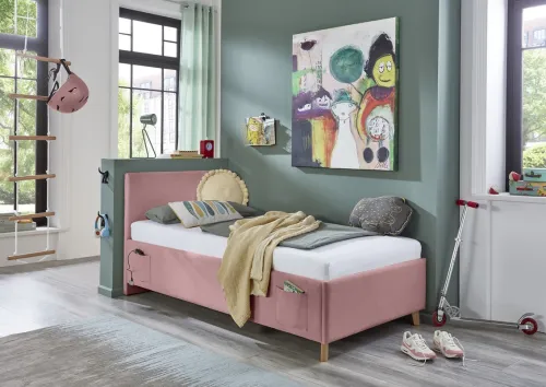 Polsterbett Cool | rose | 120 x 200 cm | ohne Rückenteil | mit Matratze