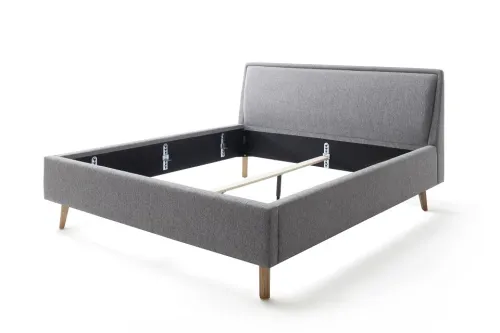 Polsterbett Frieda | grau | 180 x 200 cm | mit Lattenrost & Bettkasten