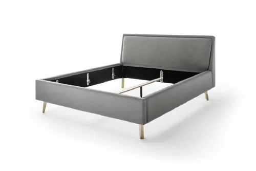 Polsterbett Frieda | hellgrau | 140 x 200 cm | mit Lattenrost & Bettkasten