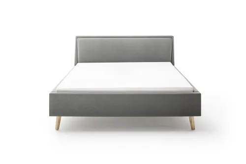 Polsterbett Frieda | hellgrau | 180 x 200 cm | mit Lattenrost & Bettkasten