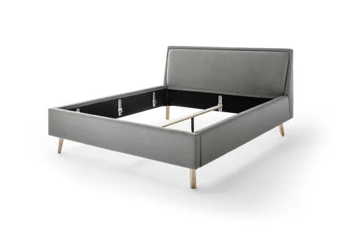 Polsterbett Frieda | hellgrau | 180 x 200 cm | mit Lattenrost & Bettkasten