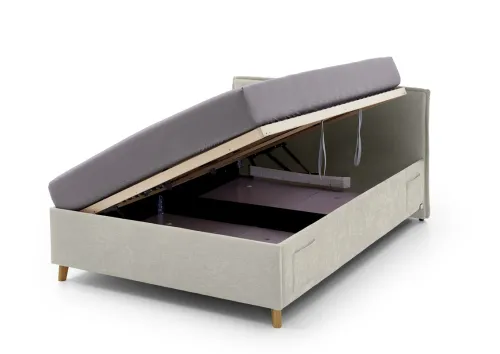 Polsterbett Fun | beige | 120 x 200 cm | ohne Rückenteil | mit Bettkasten | mit Matratze