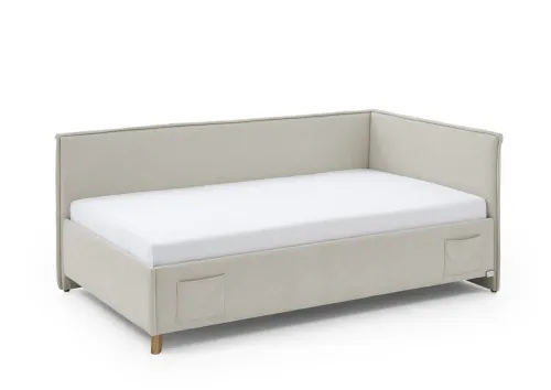 Polsterbett Fun | beige | 140 x 200 cm | mit Rückenteil | mit Bettkasten | ohne Matratze