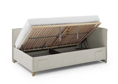 Polsterbett Fun | beige | 90 x 200 cm | mit Rückenteil | mit Bettkasten | ohne Matratze