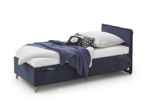 Polsterbett Fun | dunkelblau | 120 x 200 cm | ohne Rückenteil | mit Bettkasten | mit Matratze