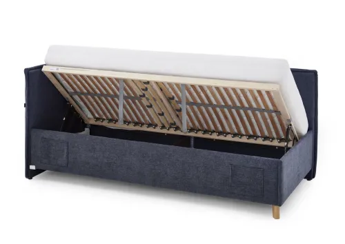 Polsterbett Fun | dunkelblau | 90 x 200 cm | mit Rückenteil | mit Bettkasten | mit Matratze