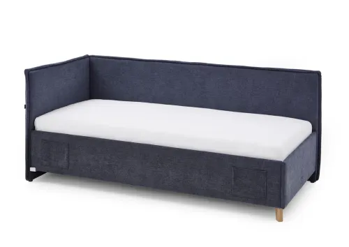 Polsterbett Fun | dunkelblau | 90 x 200 cm | mit Rückenteil | mit Bettkasten | mit Matratze