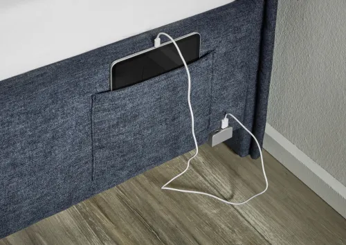 Polsterbett Fun | dunkelblau | 90 x 200 cm | ohne Rückenteil | mit Bettkasten | mit Matratze