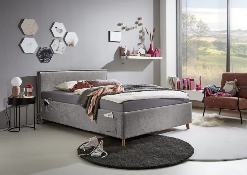 Polsterbett Fun | grau | 120 x 200 cm | ohne Rückenteil | mit Bettkasten | ohne Matratze